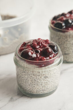 Chia Seed Pudding with red berries in a weck glas