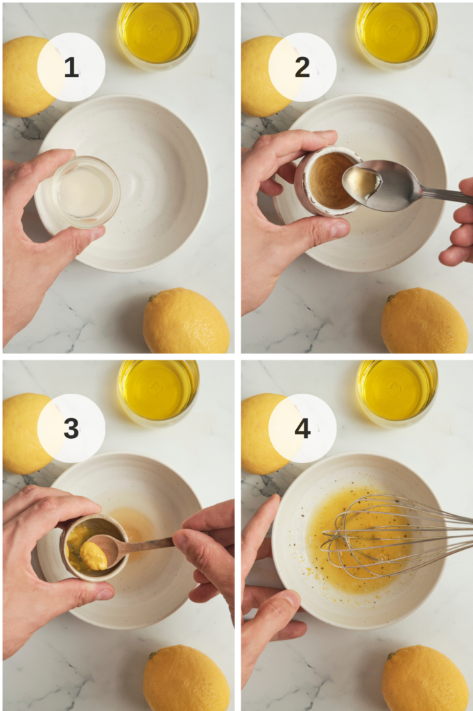 step-by-step photos of doing a lemon vinaigrette