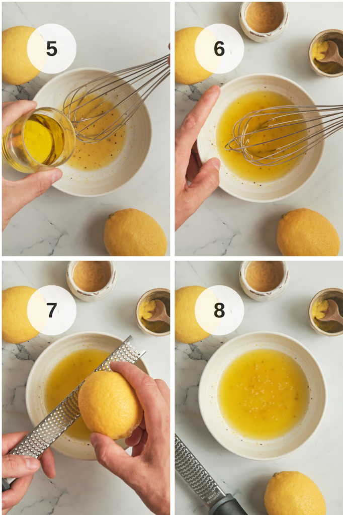 step-by-step photos of doing a lemon vinaigrette