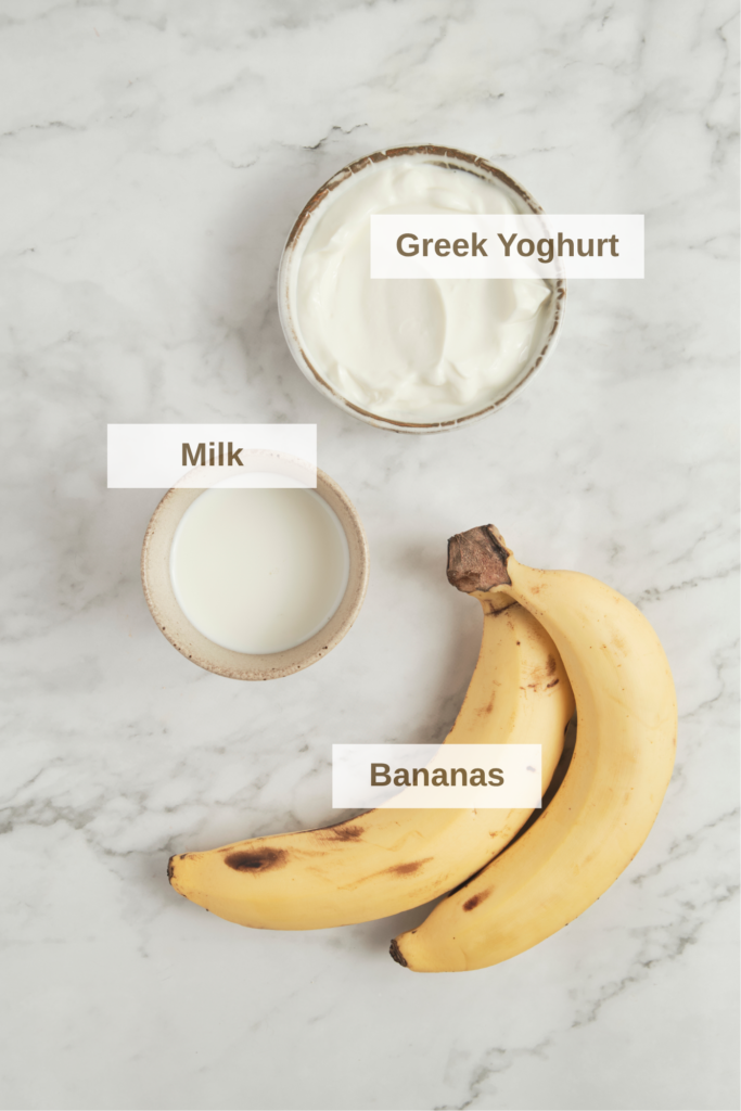 Ingredients needed to make Banana Smoothie