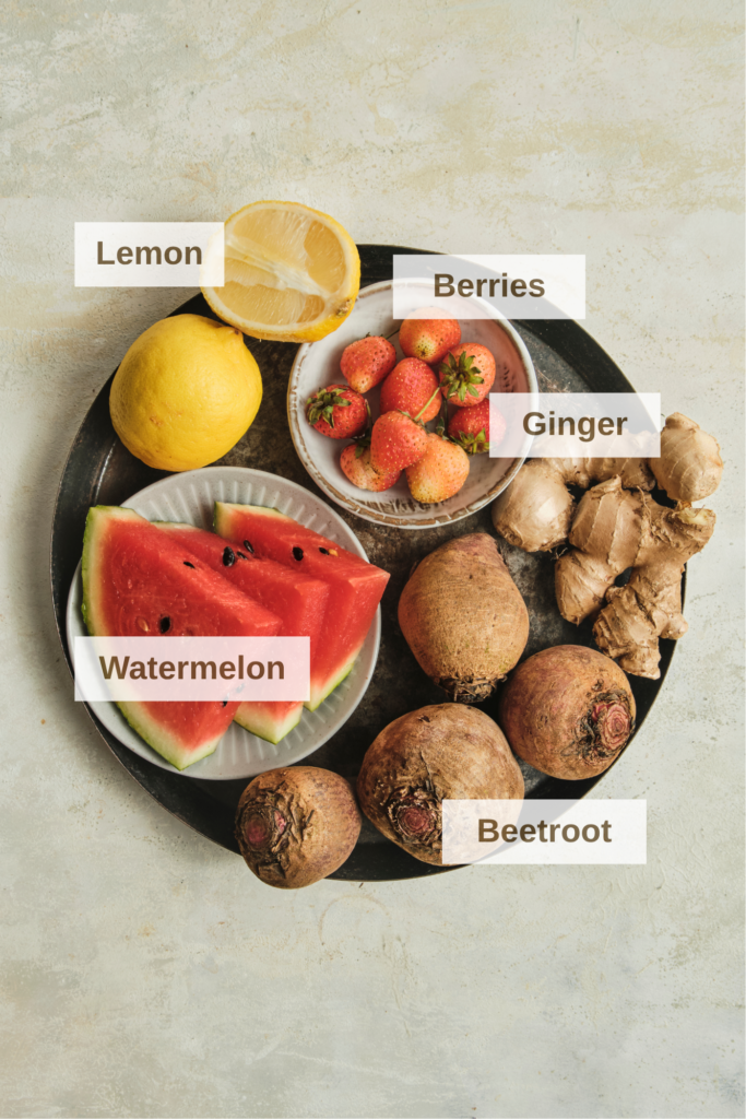 Ingredients needed to make Watermelon Beet Juice