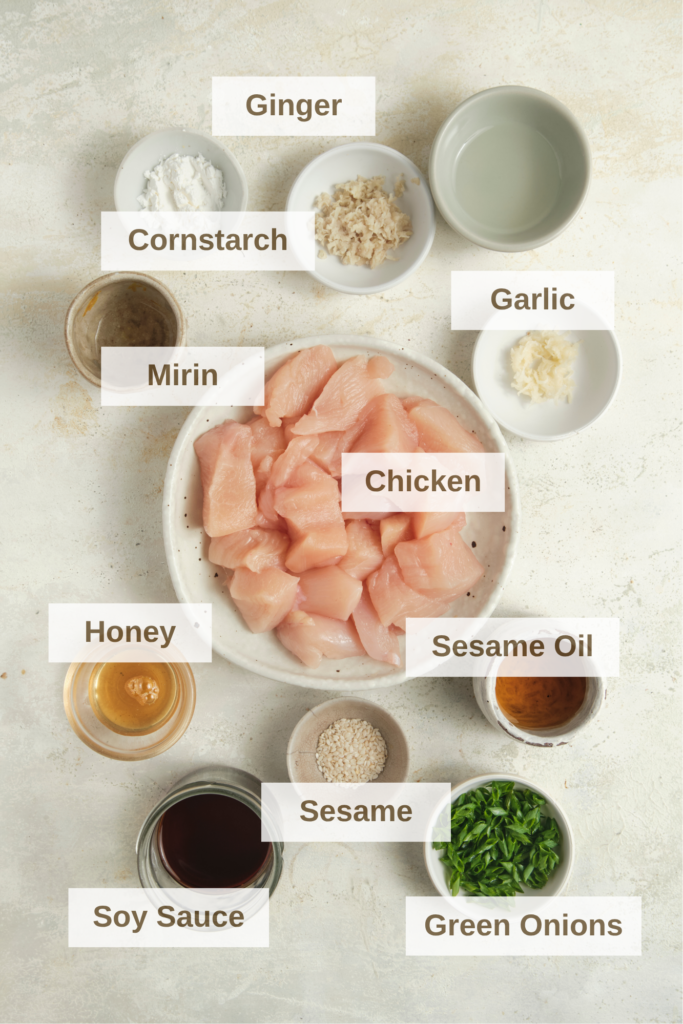 Ingredients needed to make Teroyaki Chicken Rice Bowl