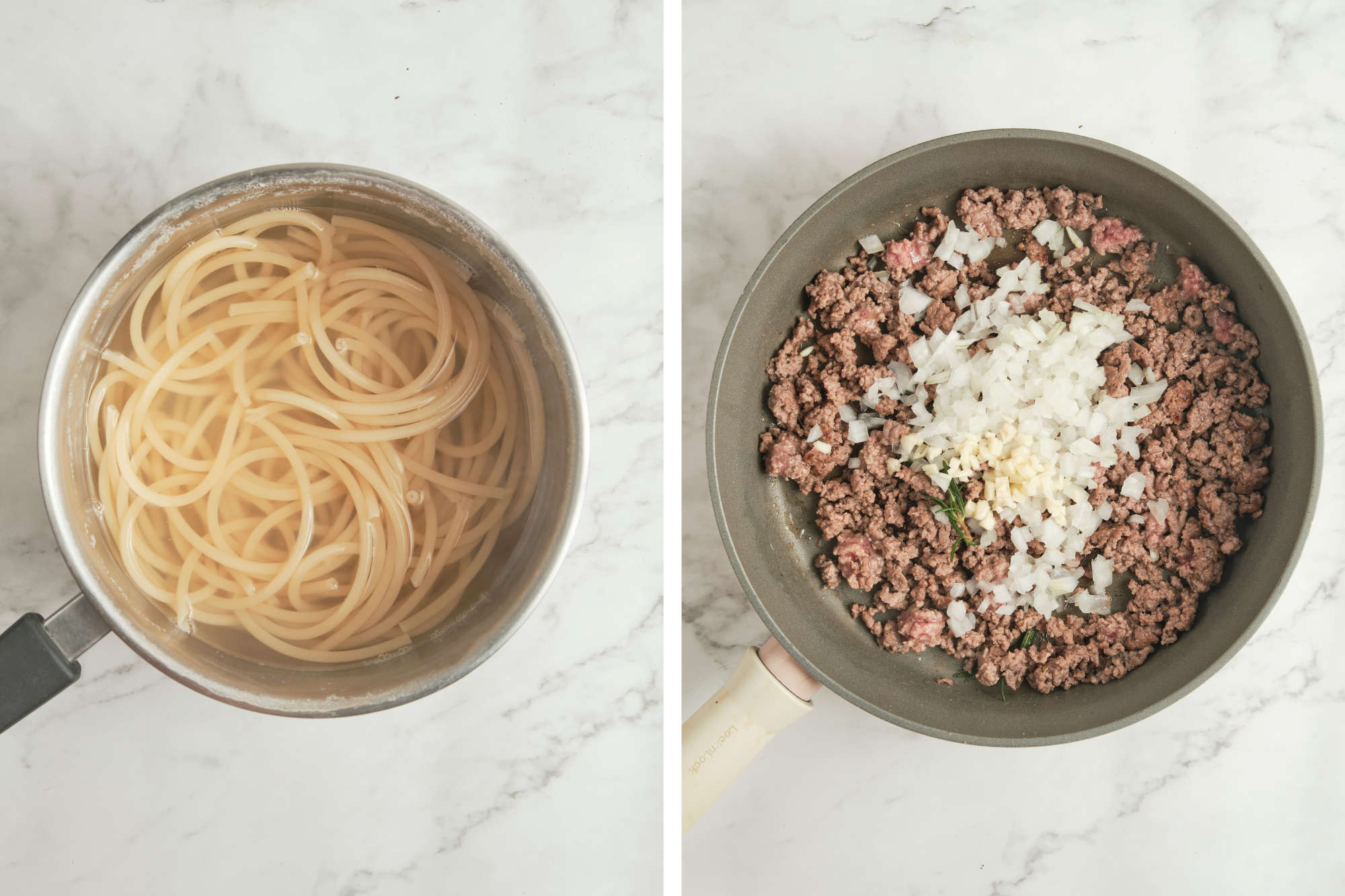 step-by-step photos on how to make sausage ragu pasta