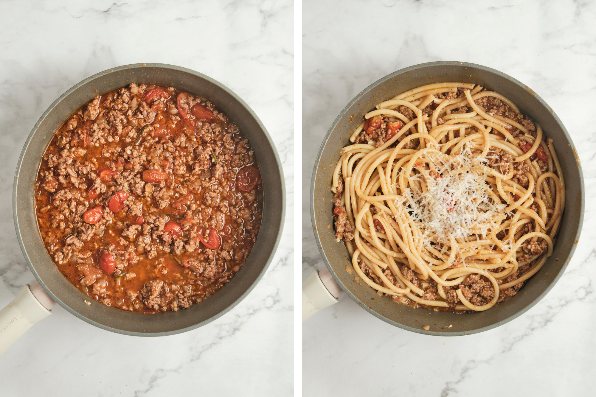 step-by-step photos on how to make sausage ragu pasta