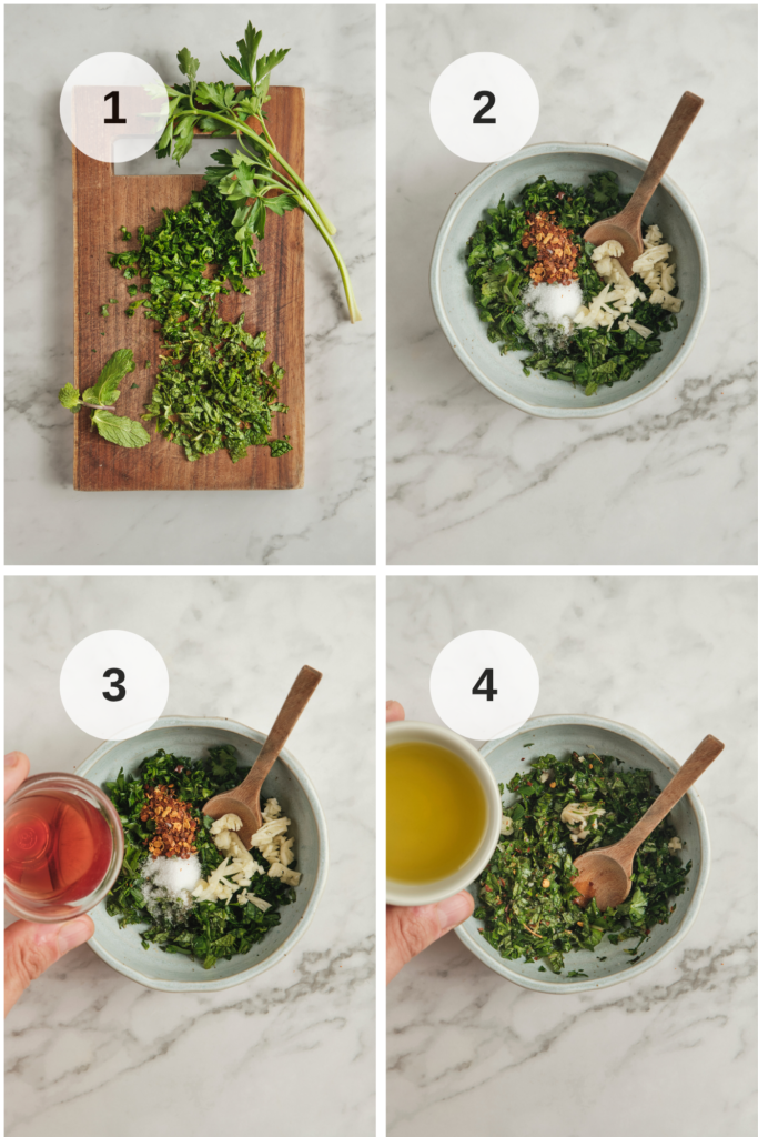 step by step instructions on how to make mint chimichurri