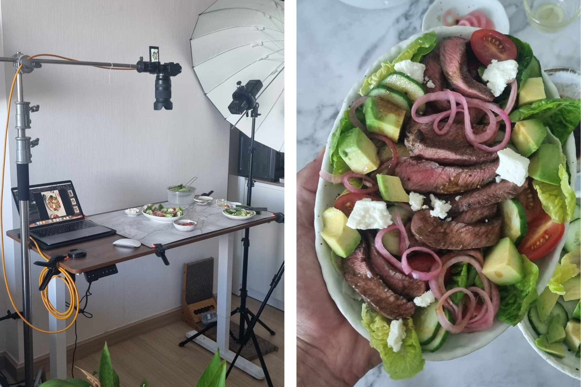 Behind the Scenes of Shooting the Steak Salad recipe