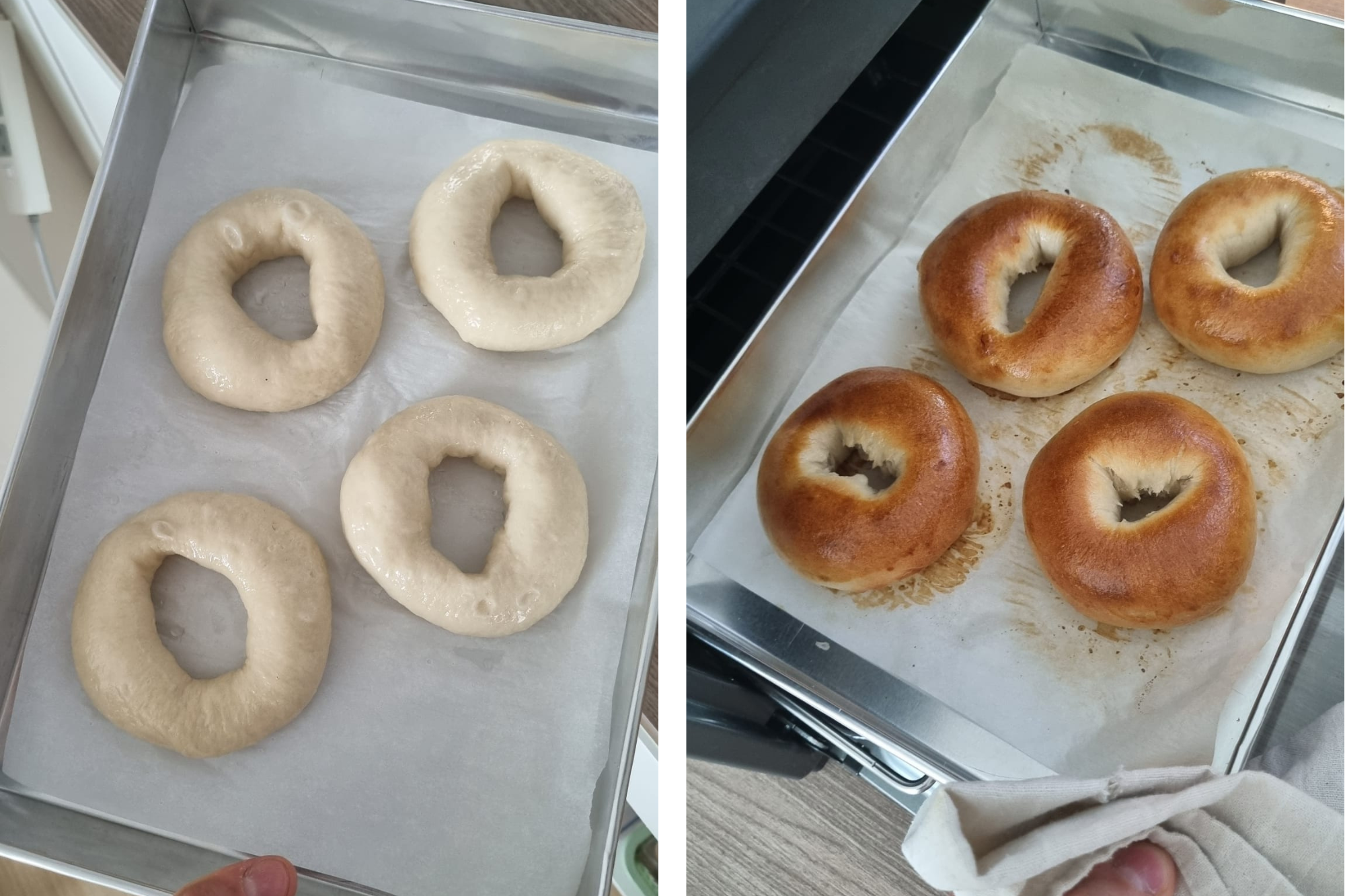 Behind the scenes of freshly baked bagels in my kitchen.