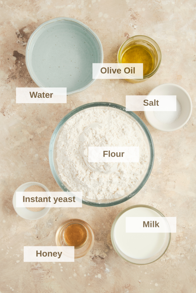 Ingredients needed to make Lavash Bread