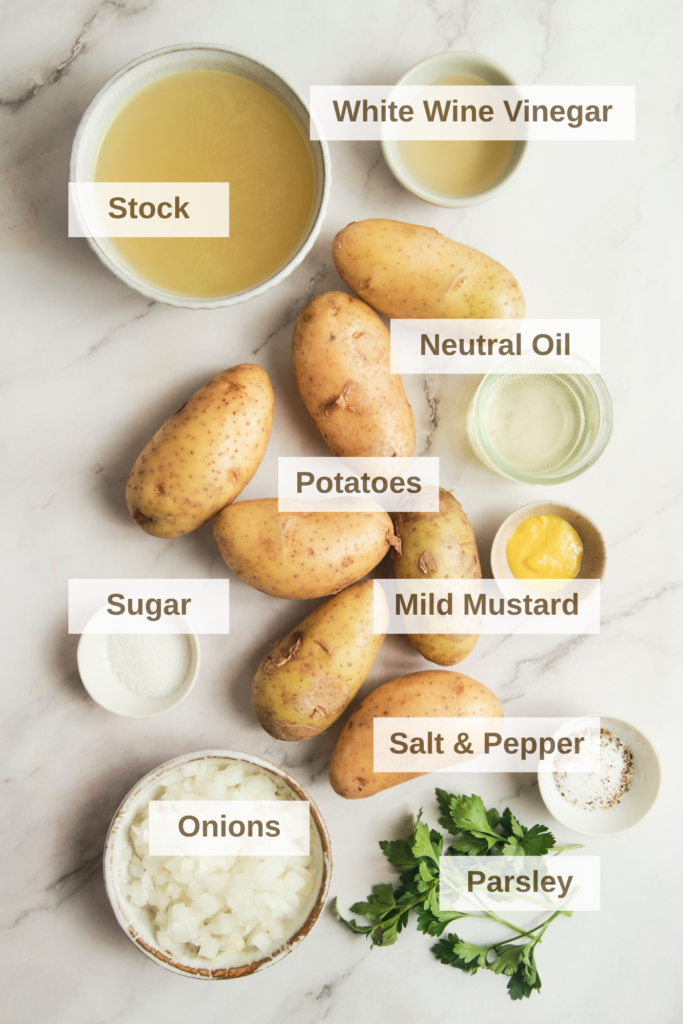 Ingredients needed for authentic german potato salad