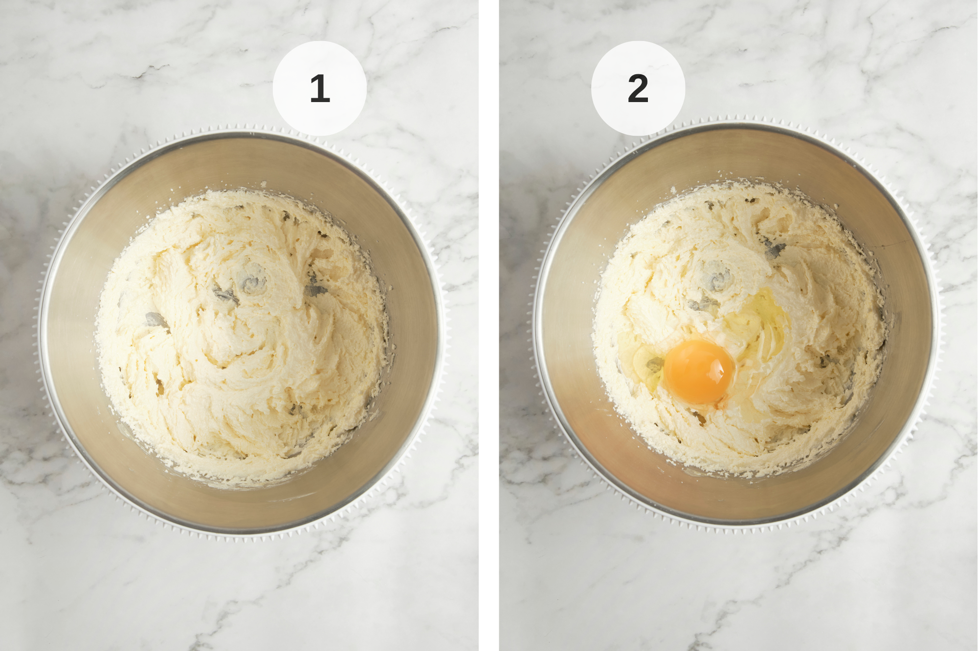 Stand mixer combining a creamy lemon batter with butter, eggs, sour cream, milk, lemon juice, vanilla, and zest, with a slightly curdled texture before dry ingredients are added.