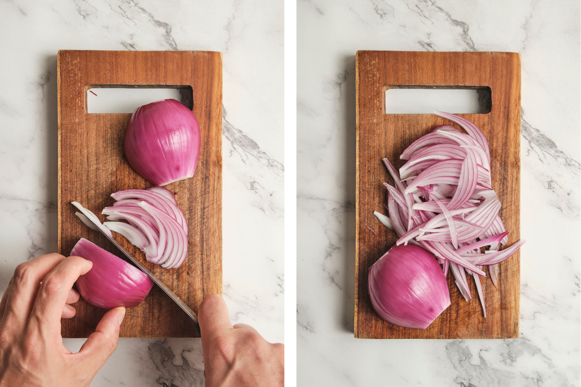 step-by-step guide on how to cut red onions