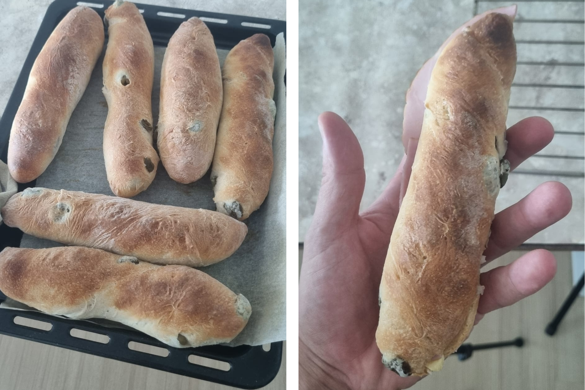 Behind the Scenes of freshly baked Olive Baguettes