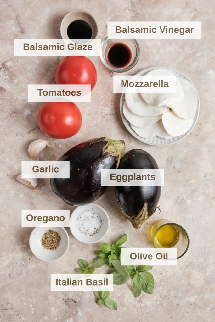 Ingredients needed to make Eggplant Caprese